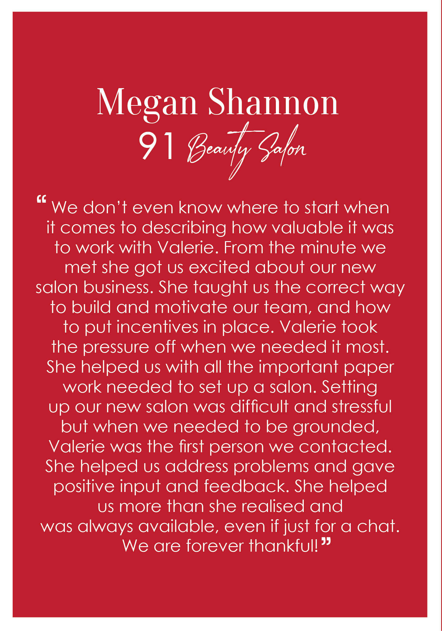 Client Testim Megan Shannon 91 Beauty Salon new 1000-01